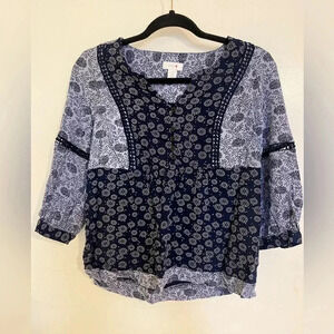 Intro. - tunic top women’s petite small navy blue